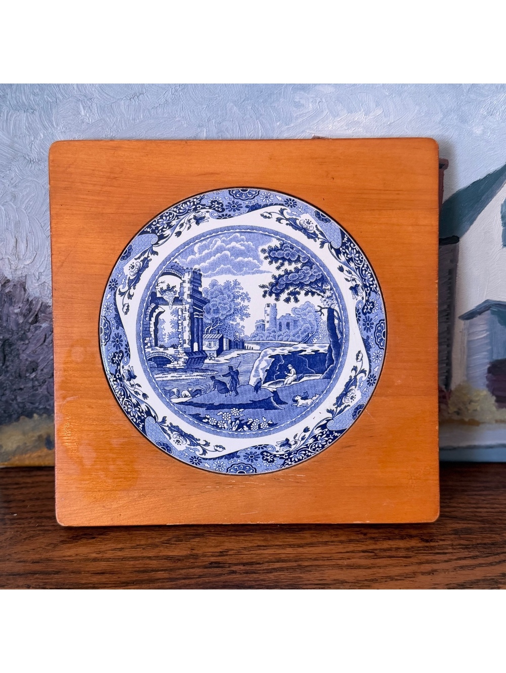 Vintage Italian Spode Blue and White Trivet